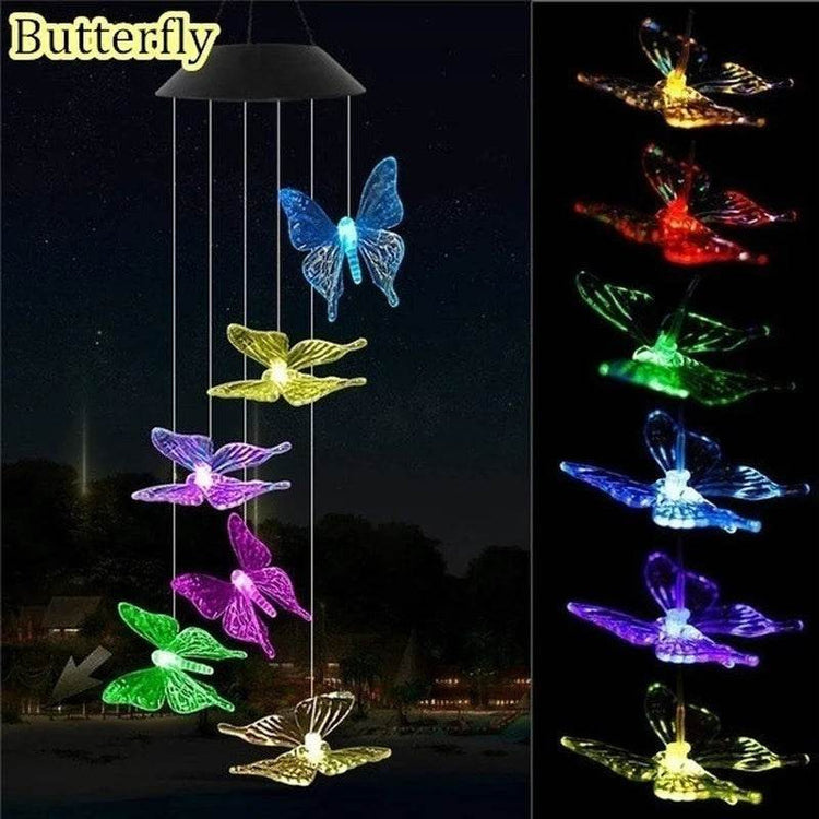 Solar Garden Wind Chime – LED Color-Changing Lights with Crystal Ball & Hummingbird Design - The Max & Rex Collection