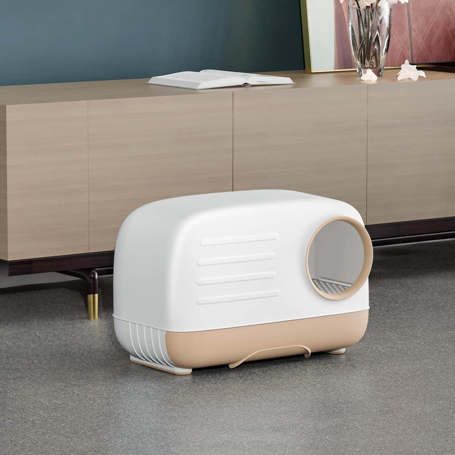 Petament Cat Litter Box,Fully Enclosed Litter Box Holds Odors,Prevents Urine and Litter Leakage, Assembly Free,Easy to Clean Stylish Litter Box Furniture with Pull-Out Litter Tray and Litter Scoop1 - The Max & Rex Collection