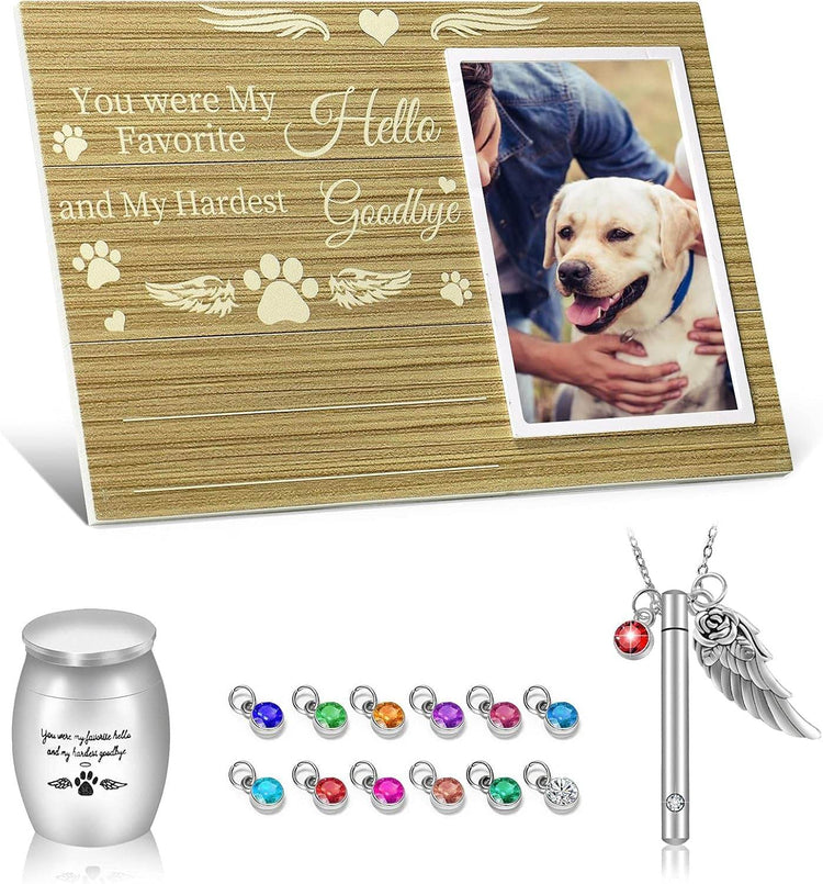 Pet Memorial Gifts Set Including Cat/Dog Memorial Picture Frame, Urn Necklace for Ashes for Women/Men and Pet Urns for Dog Ashes Small 3Pcs/2Pcs, as Dog Memorial Gifts/Pet Loss Gifts - The Max & Rex Collection