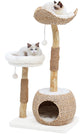Kelston 40.5" Cat Tree for Indoor Small Cats, Woven Cattail Fabric