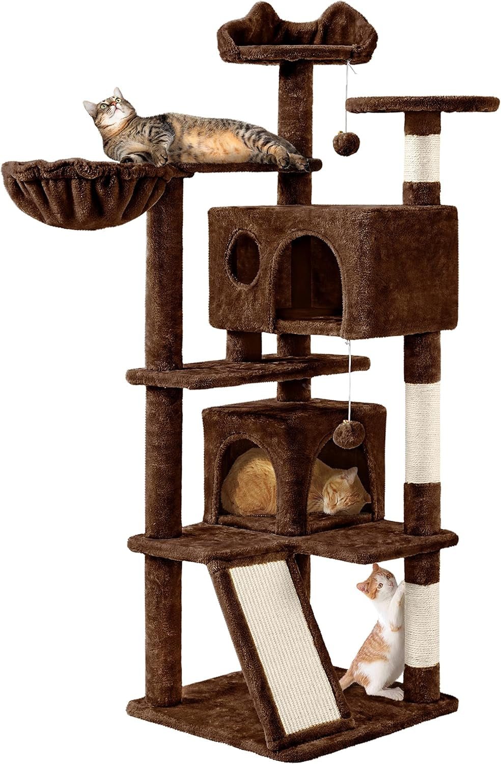 Topeakmart 57 Inches Multi-Level Cat Tree Cat Condo with Scratching Posts Kittens Activity Tower Pet Play House Furniture - The Max & Rex Collection