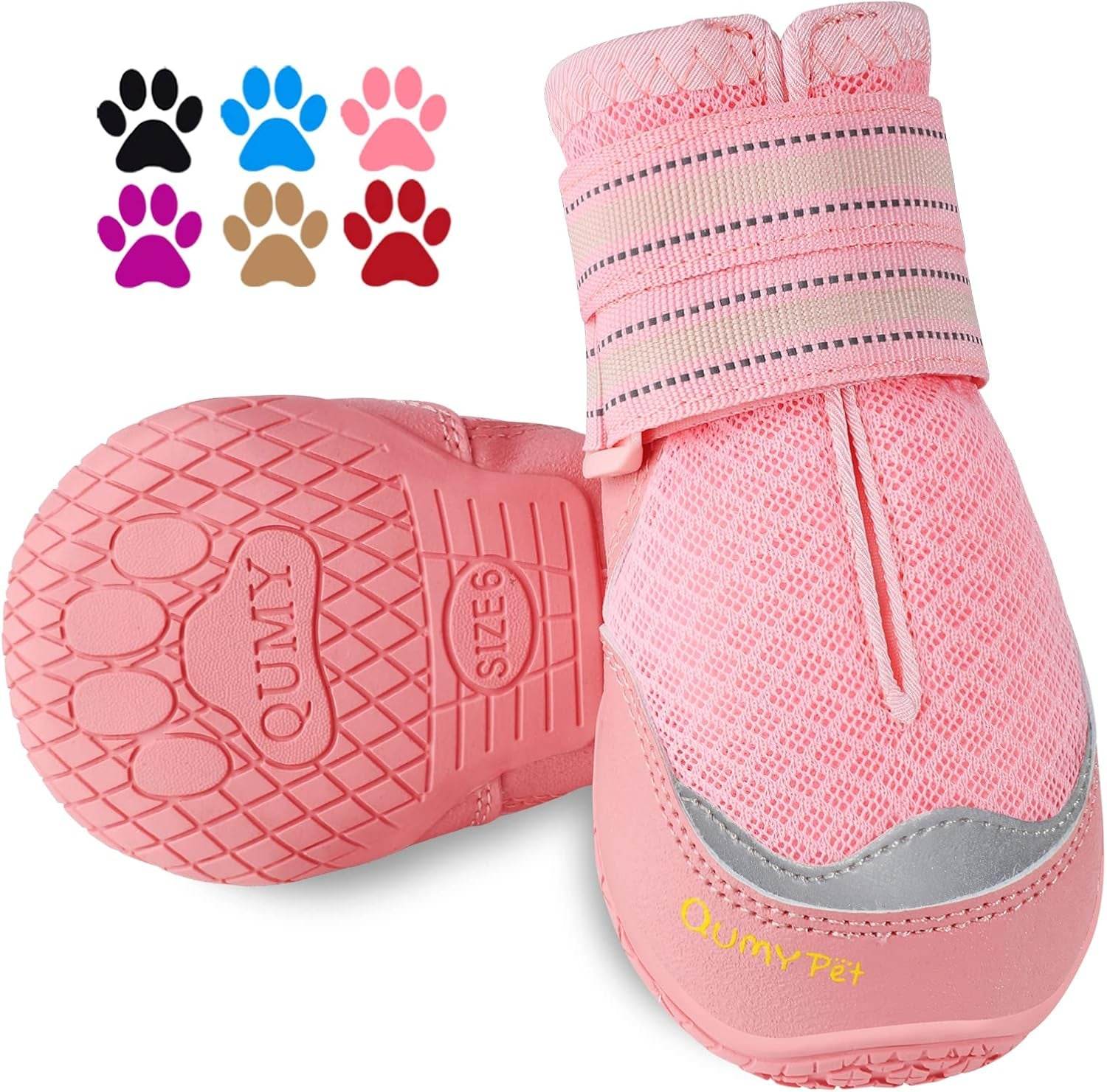 QUMY 2PCS Dog Boots for Large Dogs, Medium Dog Shoes & Paw Protectors for Hot Pavement, Summer Heat Protection, Mesh Breathable Nonslip Dog Booties for Hardfloors, Walking Running Hiking Red Size 2 - The Max & Rex Collection