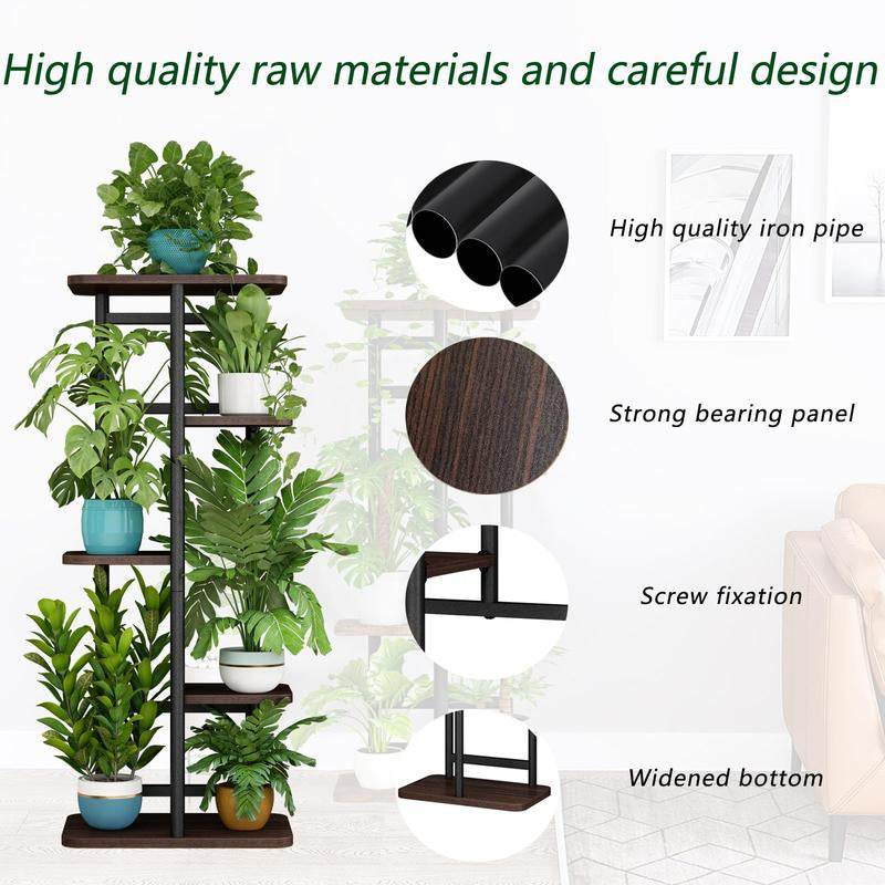 Plant Stand 5 Tier 6 Potted Indoor Plant Shelf Multiple Stands for Garden Corner Balcony Living Room 14.17 X 9 X 37 Inch - The Max & Rex Collection