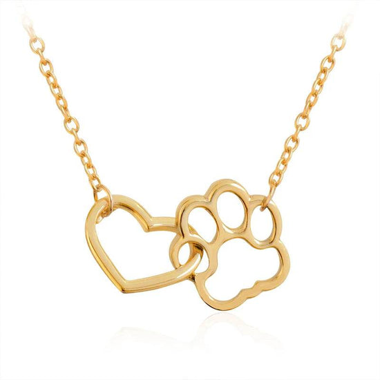 Heart & Paw Necklace — Linked Heart & Dog Paw Charm - The Max & Rex Collection