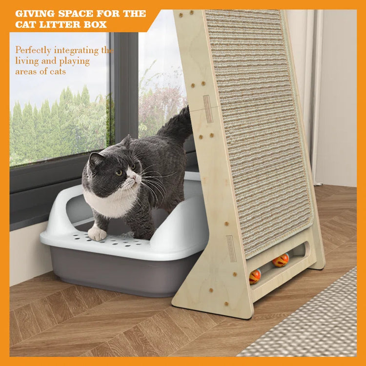 Emaliya Leaning Cat Climbing Tree Tower Condo with Scratching Mat for Window Wall