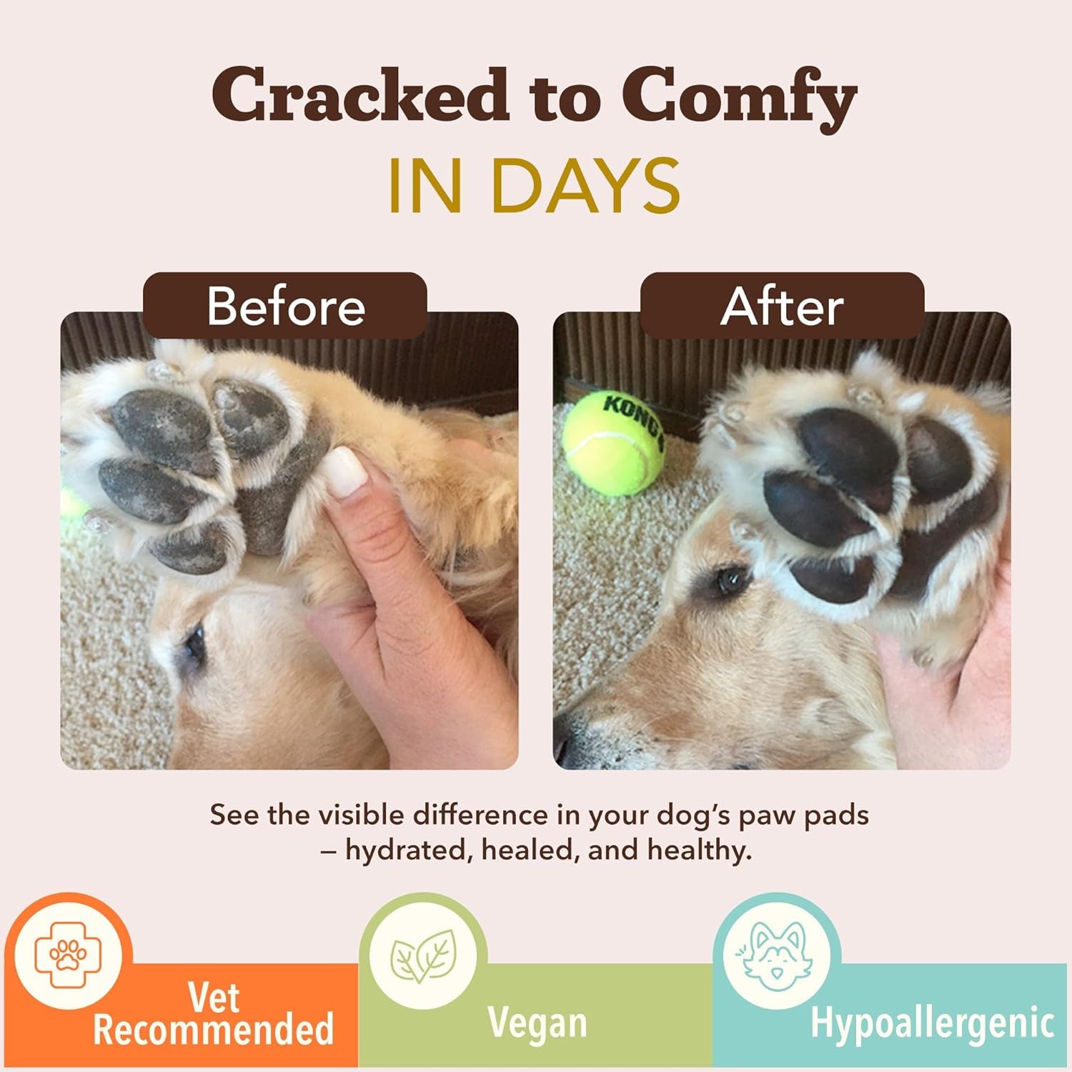 Natural Dog Company Pawtection Balm for Dogs, Dog Paw Protector, Moisturizing Dog Paw Balm for Dry, Cracked Pad, Protects Paw from Extreme Weather, Paw Lotion for Allergies & Itching (0.15 Oz Stick)