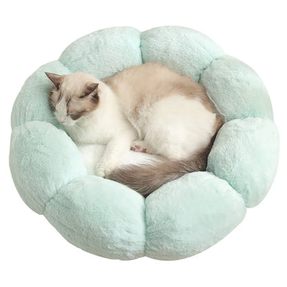 Elyzabeth Flower Shaped Pet Bed with Non-Slip Bottom, Soft Plush, Cute Cozy Cat Bed for Indoor Cats