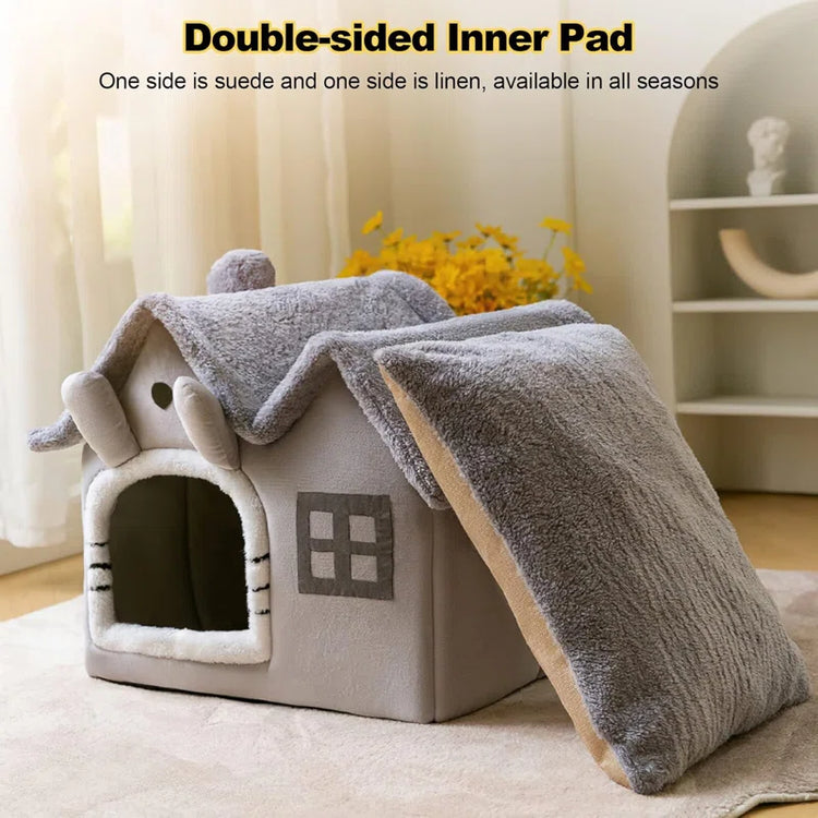 Luxury Plush Indoor Pet House – Soft & Cozy Dog and Cat Bed with Warm Cushion