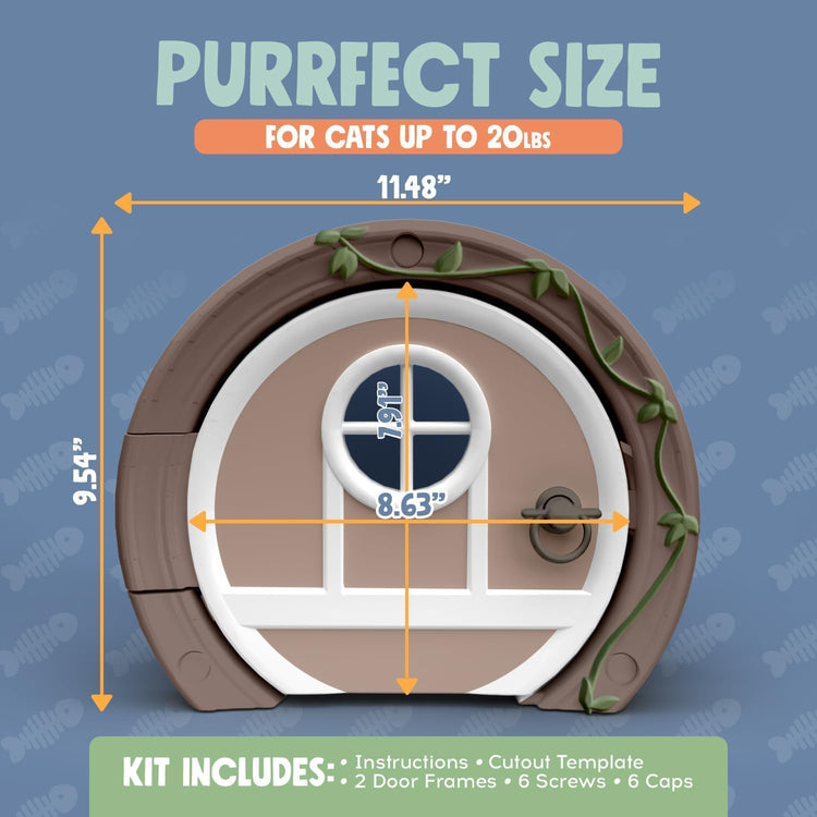 Gnome® Door Cat Door for Interior Doors - Stylish & Functional with No Flap, Lockable, and Easy Installation, Spacious Large Kitty Door for Cats up to 20 Lbs, Private and Comfortable Pet Door