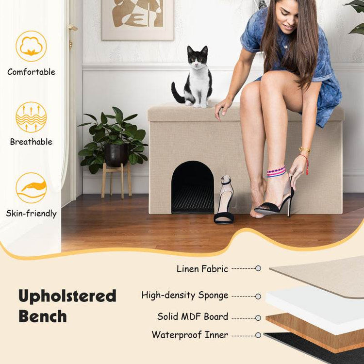 Cat Litter Box Enclosure Hidden Furniture with Urine Proof Litter Mat - The Max & Rex Collection