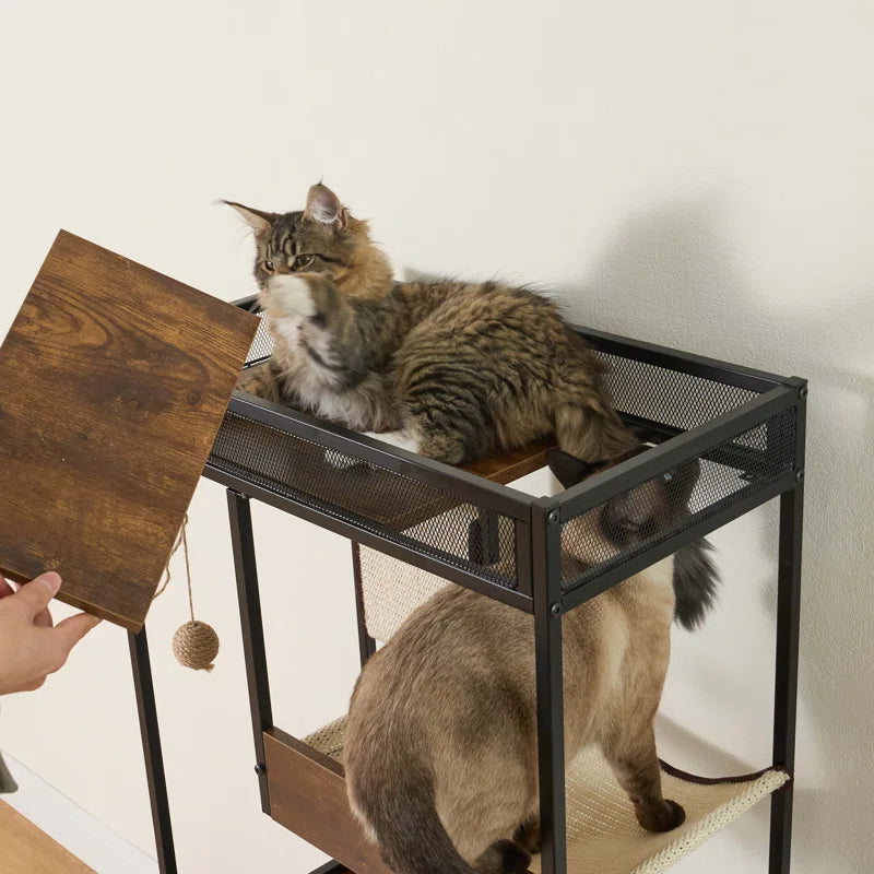 Zarrah Cat Litter Box Enclosures with Cat Tree Tower, Cat Furniture ,Cat Cabinet