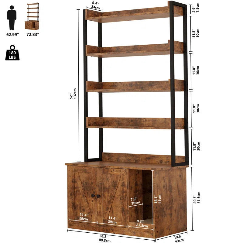 Litter Box Enclosure with Shelves and Doors