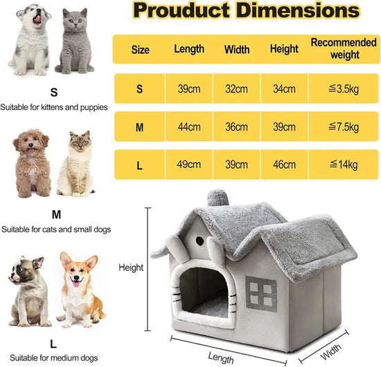 Luxury Plush Indoor Pet House – Soft & Cozy Dog and Cat Bed with Warm Cushion