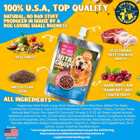 Sirloin Steak Nutritional Gravy Topper for Dogs | Complete Daily Wellness Formula