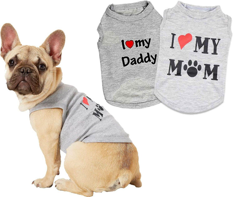 Droolingdog Dog Clothes Puppy Shirts I Love My Mom Dog T Shirt for Small Dogs, Small, Grey - The Max & Rex Collection