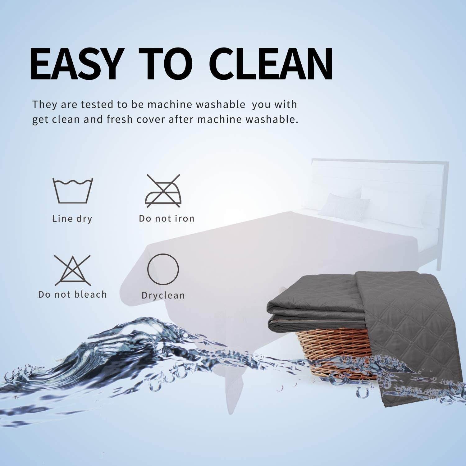 Easy-Going 100% Waterproof Dog Bed Cover Washable Couch Cover Non-Slip Sofa Cover Leakproof Blanket Furniture Protector Cover Reusable Incontinence Bed Underpads for Pets Kids Dog Cat(68X82 In,Gray) - The Max & Rex Collection