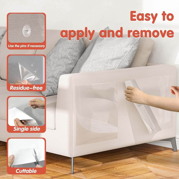 18 Pcs Large Cat Scratch Furniture Protector, Transparent Couch Protector from Cat Claws, Single-Sided Self Adhesive anti Pet Deterrent Sofa Cover, 17In - The Max & Rex Collection