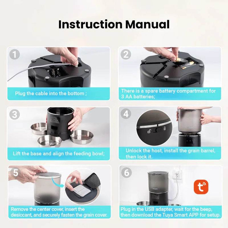 smart Automatic Cat Food Dispenser with 3 Bowls - 6L WiFi Pet Feeder with APP Control | Multi-Cat Auto Feeding Station - The Max & Rex Collection