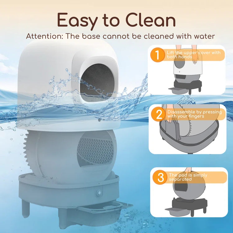 Self Cleaning Cat Litter Box, App Control, Safety Protection, Automatic Smart Robot Litter Box for Multiple Cats, with Garbage Bags&Plastic Air Filter, Black& White