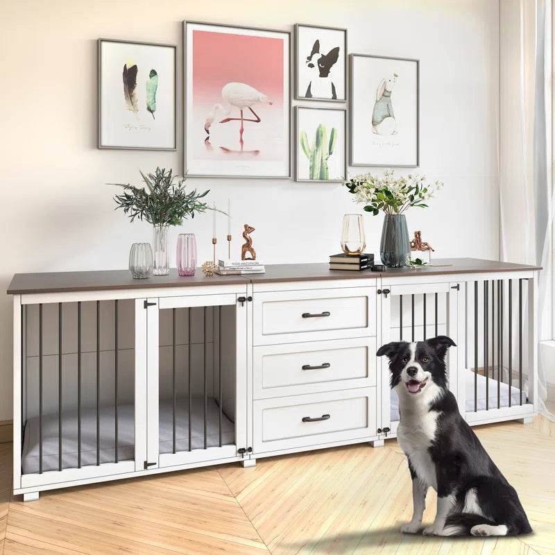 Furniture Style Wooden Dog Crate with 3 Drawers - The Max & Rex Collection