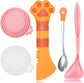 5 Pcs Pet Food Can Supplies Set - Dog and Cat Food Lid, Can Opener, Spoons for Wet Food (Pink)