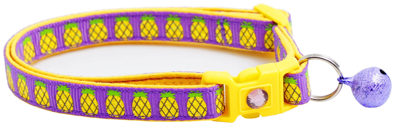 Tropical Pineapple Cat Collar – Breakaway Safety Design, Handmade - The Max & Rex Collection