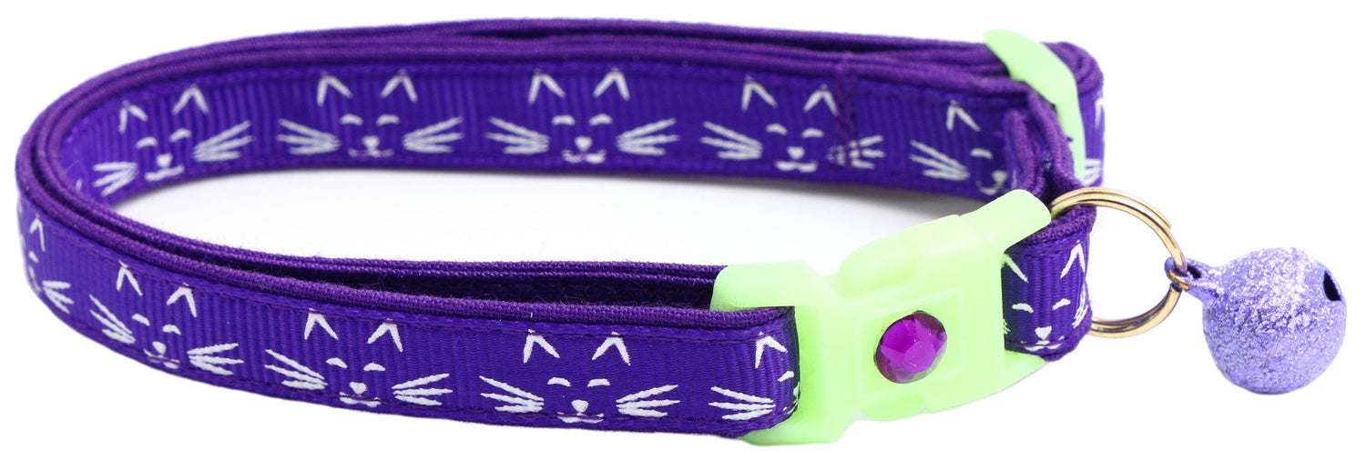 Glowing Cat Faces Breakaway Cat Collar - The Max & Rex Collection
