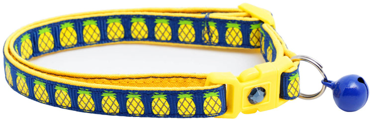 Tropical Pineapple Cat Collar – Breakaway Safety Design, Handmade - The Max & Rex Collection