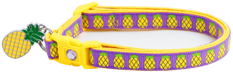 Tropical Pineapple Cat Collar – Breakaway Safety Design, Handmade - The Max & Rex Collection