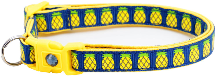 Tropical Pineapple Cat Collar – Breakaway Safety Design, Handmade - The Max & Rex Collection