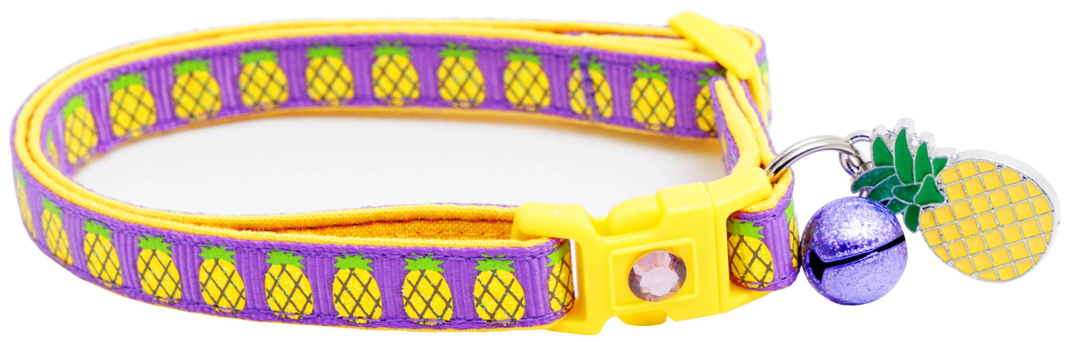 Tropical Pineapple Cat Collar – Breakaway Safety Design, Handmade - The Max & Rex Collection