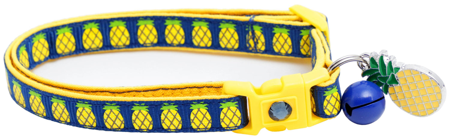 Tropical Pineapple Cat Collar – Breakaway Safety Design, Handmade - The Max & Rex Collection