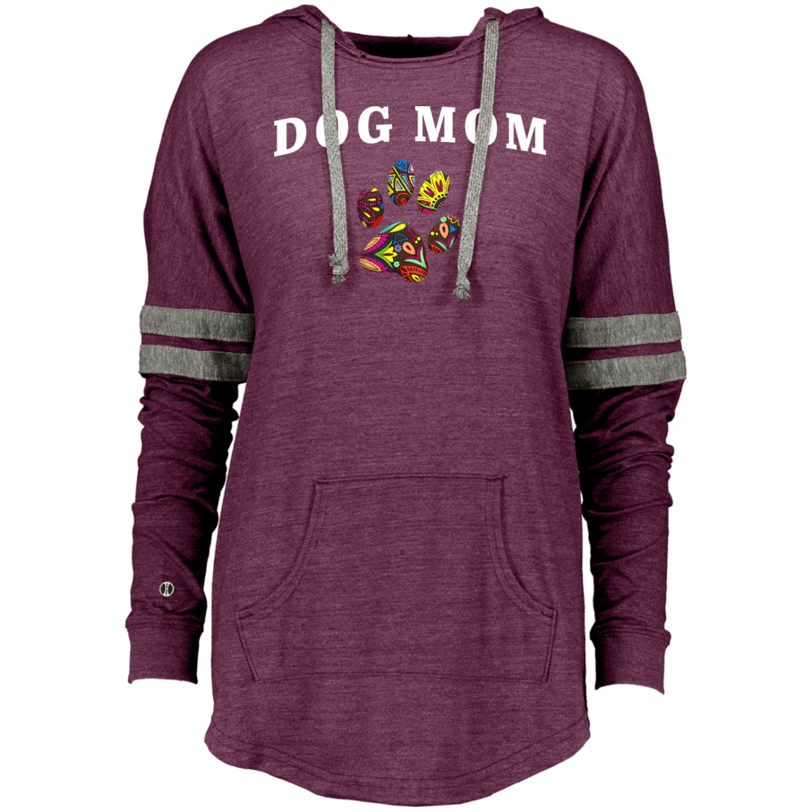 Dog Mom Hoodie – Women’s Vintage Pullover with Colorful Paw Print - The Max & Rex Collection