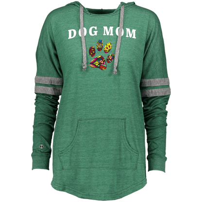 Dog Mom Hoodie – Women’s Vintage Pullover with Colorful Paw Print - The Max & Rex Collection