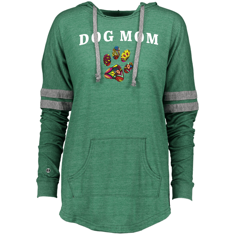 Dog Mom Hoodie – Women’s Vintage Pullover with Colorful Paw Print - The Max & Rex Collection