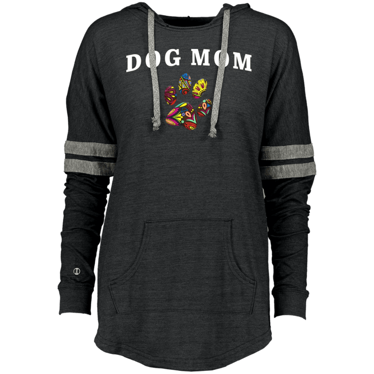 Dog Mom Hoodie – Women’s Vintage Pullover with Colorful Paw Print - The Max & Rex Collection