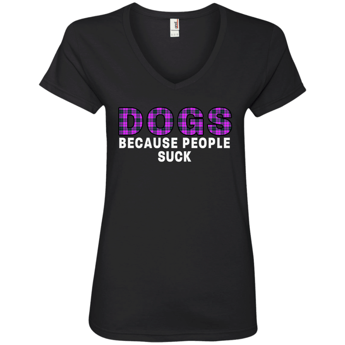 Dogs Because People Suck V-Neck – Women’s Cotton T-Shirt by Anvil - The Max & Rex Collection