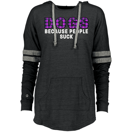 Dogs Because People Suck Hoodie – Women’s Tri-Blend Pullover with Vintage Stripes - The Max & Rex Collection