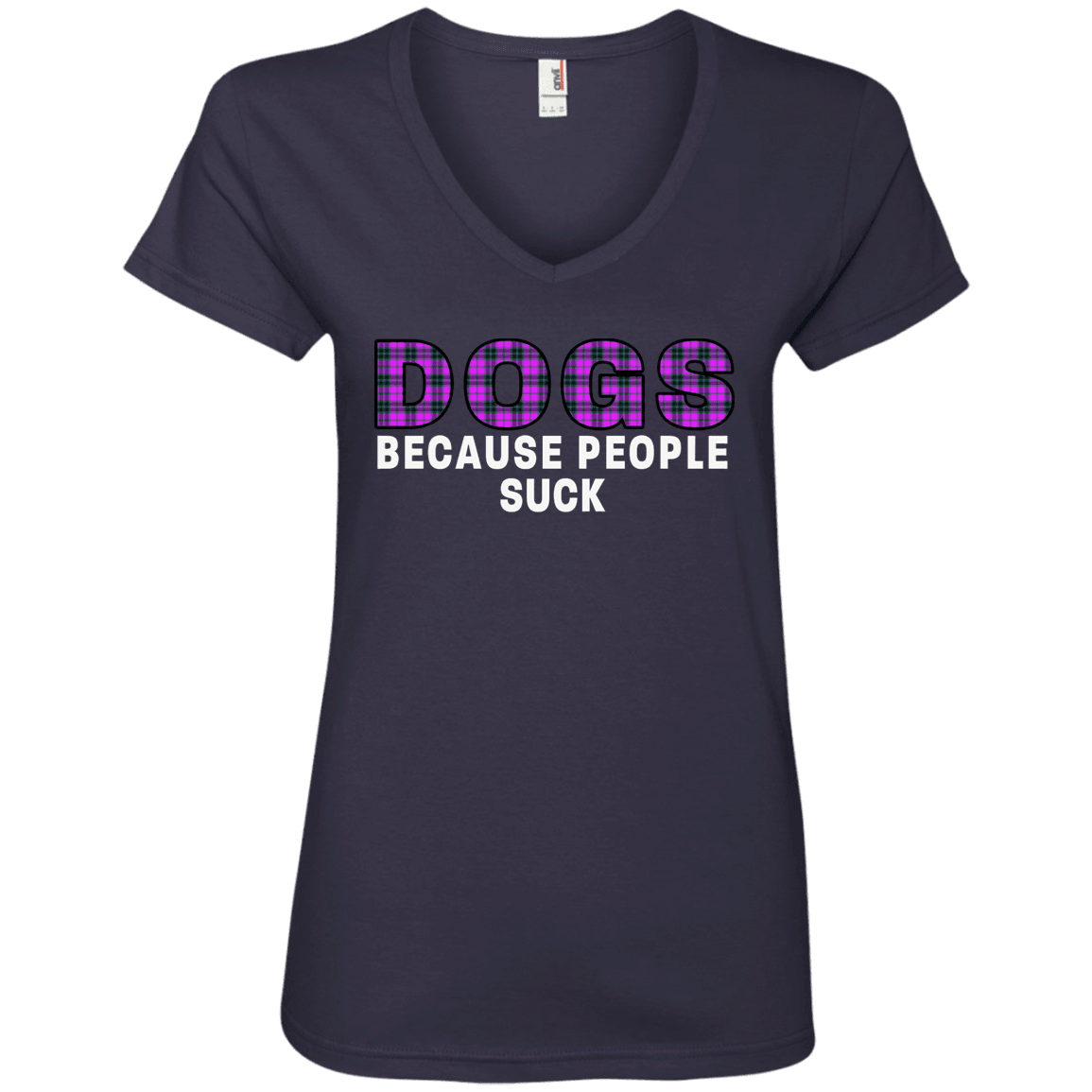 Dogs Because People Suck V-Neck – Women’s Cotton T-Shirt by Anvil - The Max & Rex Collection