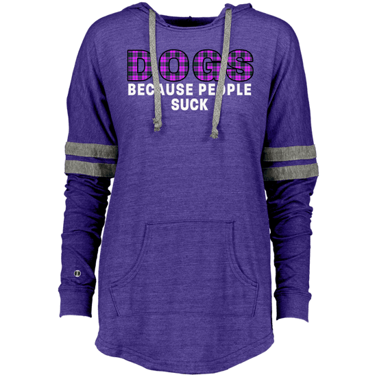 Dogs Because People Suck Hoodie – Women’s Tri-Blend Pullover with Vintage Stripes - The Max & Rex Collection