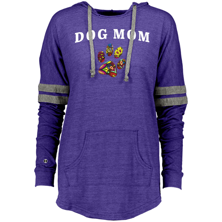 Dog Mom Hoodie – Women’s Vintage Pullover with Colorful Paw Print - The Max & Rex Collection
