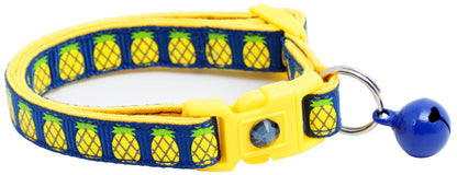 Tropical Pineapple Cat Collar – Breakaway Safety Design, Handmade - The Max & Rex Collection
