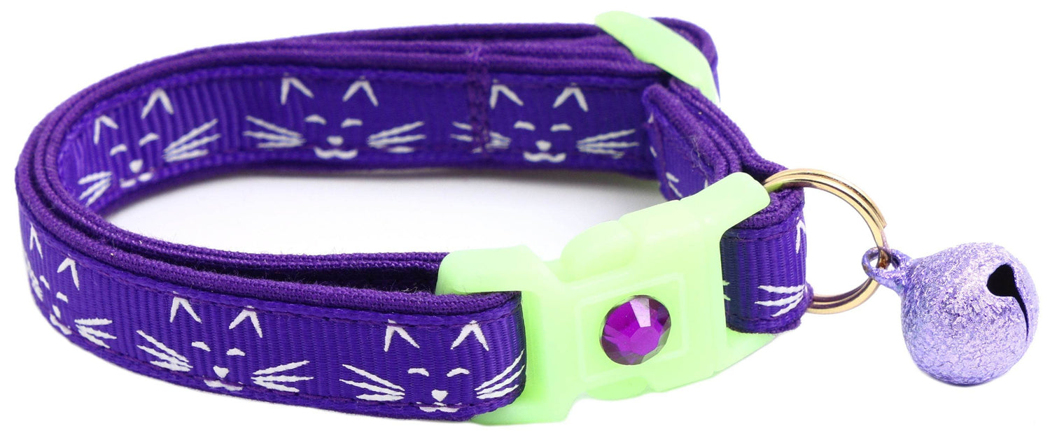 Glowing Cat Faces Breakaway Cat Collar - The Max & Rex Collection