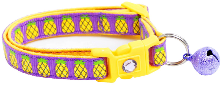 Tropical Pineapple Cat Collar – Breakaway Safety Design, Handmade - The Max & Rex Collection