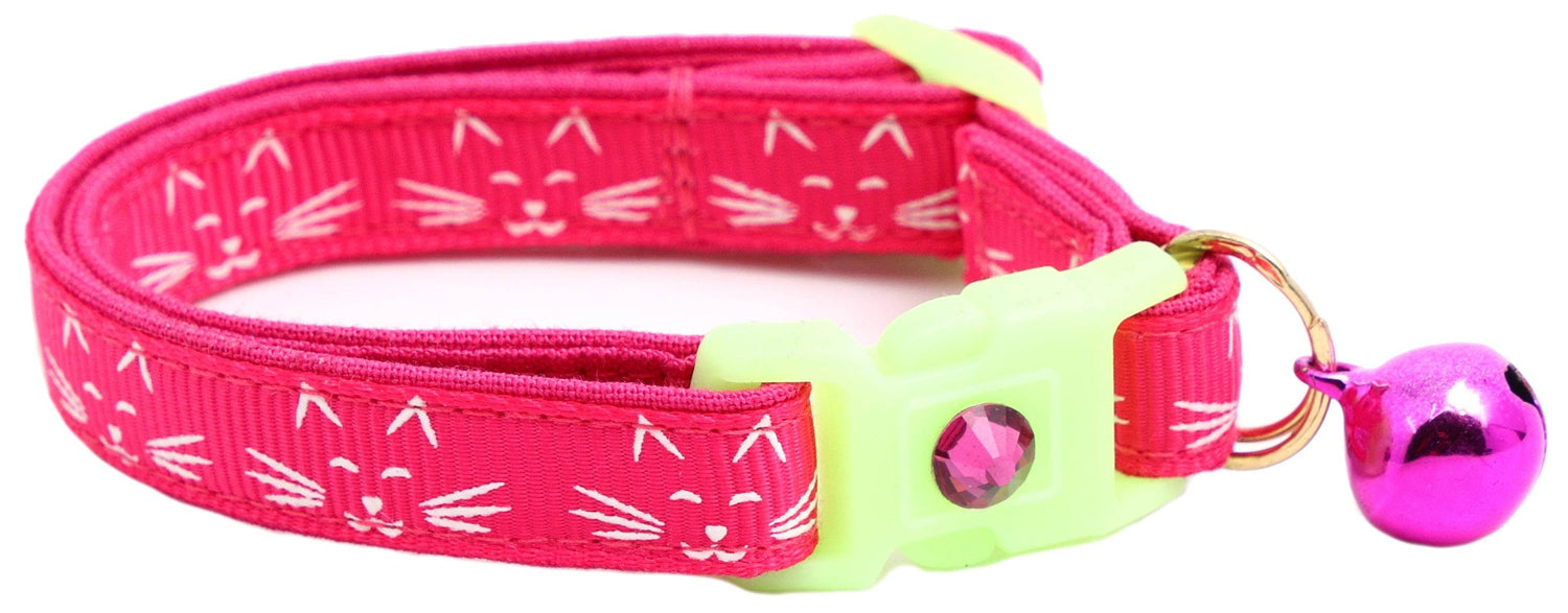 Glowing Cat Faces Breakaway Cat Collar - The Max & Rex Collection
