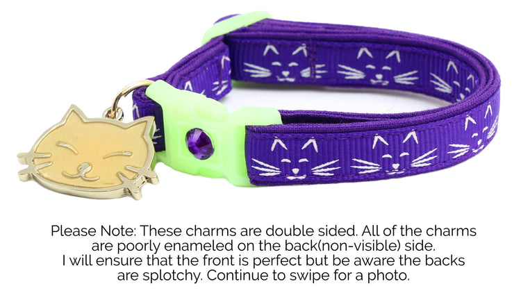 Glowing Cat Faces Breakaway Cat Collar - The Max & Rex Collection