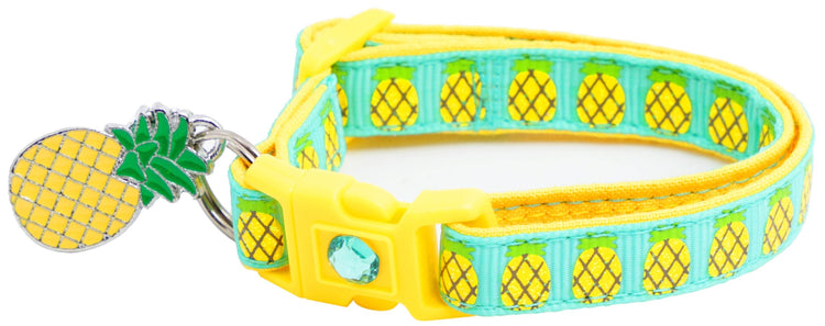Tropical Pineapple Cat Collar – Breakaway Safety Design, Handmade - The Max & Rex Collection