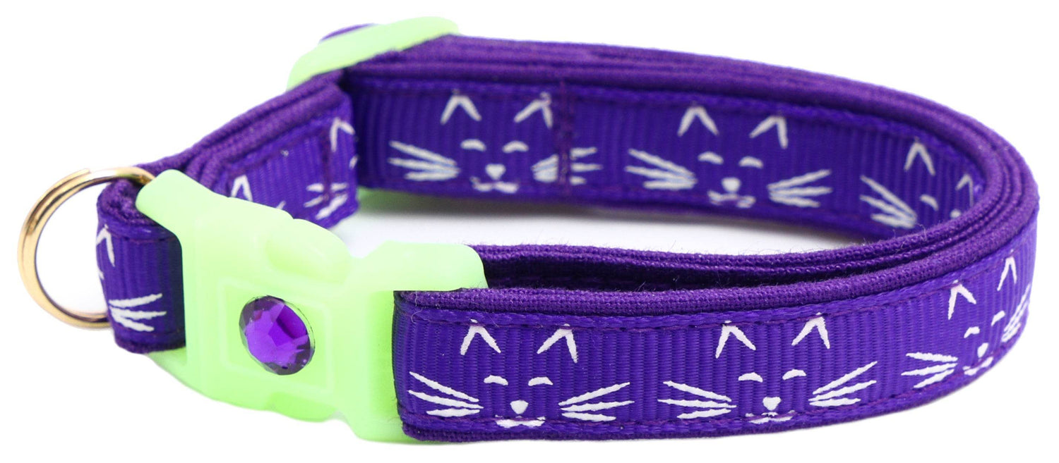 Glowing Cat Faces Breakaway Cat Collar - The Max & Rex Collection