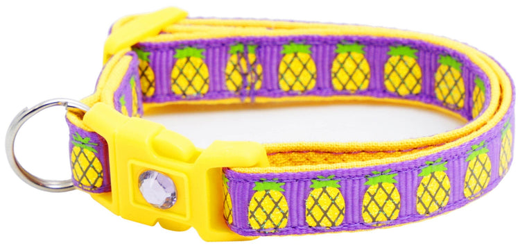Tropical Pineapple Cat Collar – Breakaway Safety Design, Handmade - The Max & Rex Collection