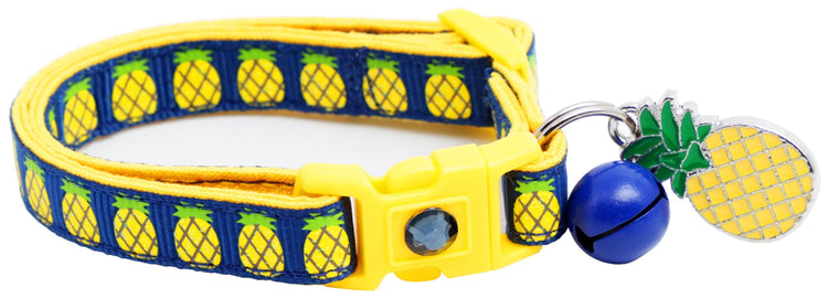 Tropical Pineapple Cat Collar – Breakaway Safety Design, Handmade - The Max & Rex Collection